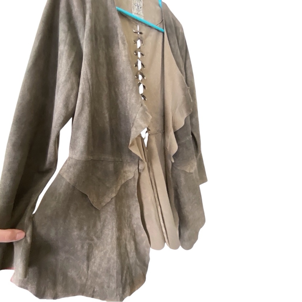Vocal Faux-Suede Jacket Bell Sleeves Back Stitching Medium - Picture 4 of 10
